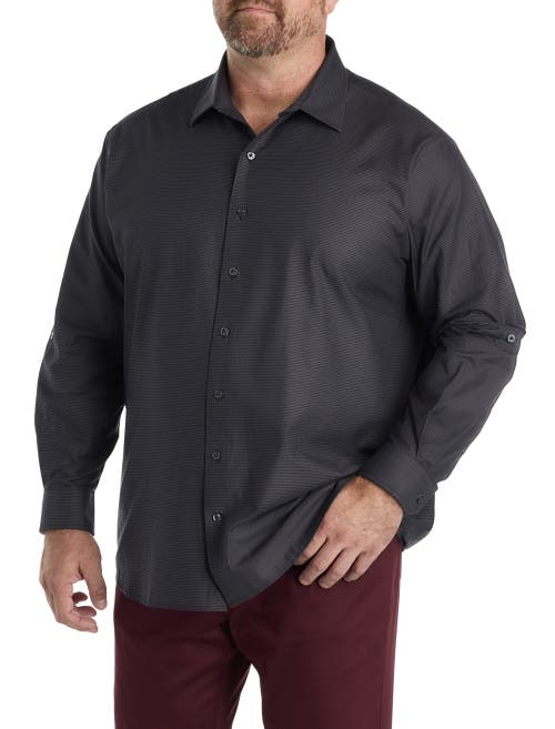 Synrgy By Dxl Big & Tall Textured Sport Shirt In Gray
