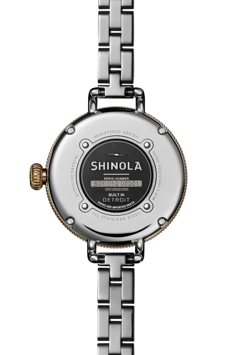 Shinola The Birdy Bracelet Watch, 34mm, Alternate, color, 
