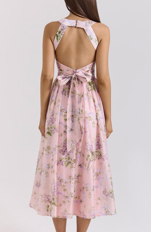 HOUSE OF CB HOUSE OF CB MINERVA FLORAL PRINT CHIFFON MIDI SUNDRESS