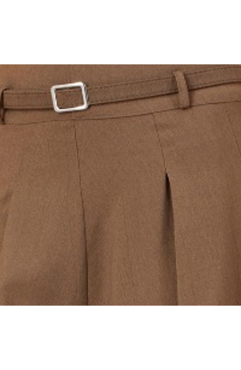 Yumi Pleated Midi Skirt With Belt, Alternate, color, Brown