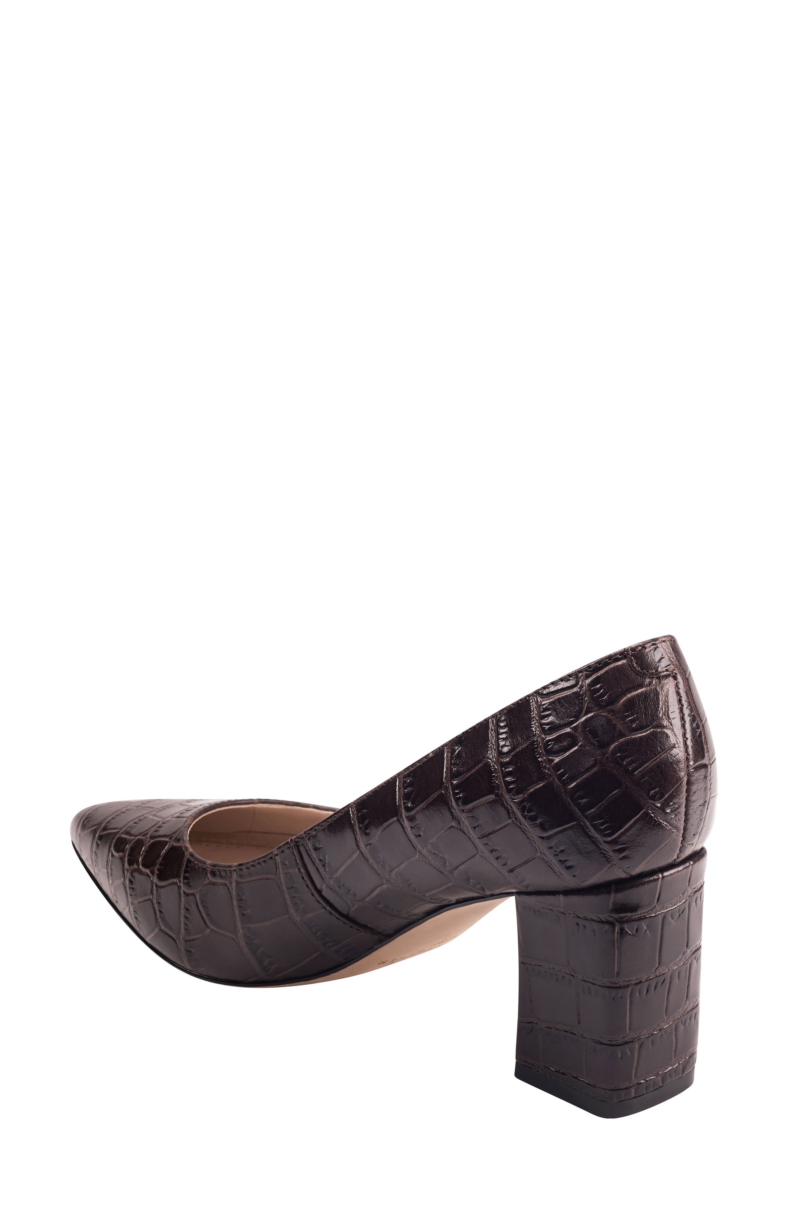 Zala Block Heel Pump, Alternate, color, BROWN CROCK EMBOSSED LEATHER