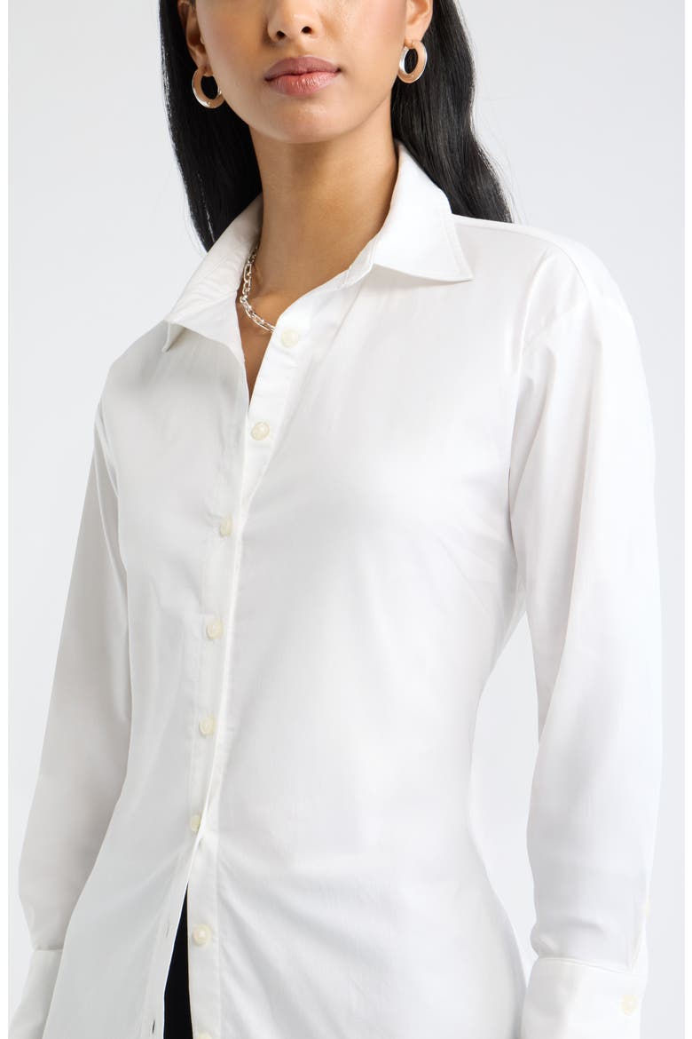 Tie Back Button Up Shirt, Alternate, color, WHITE