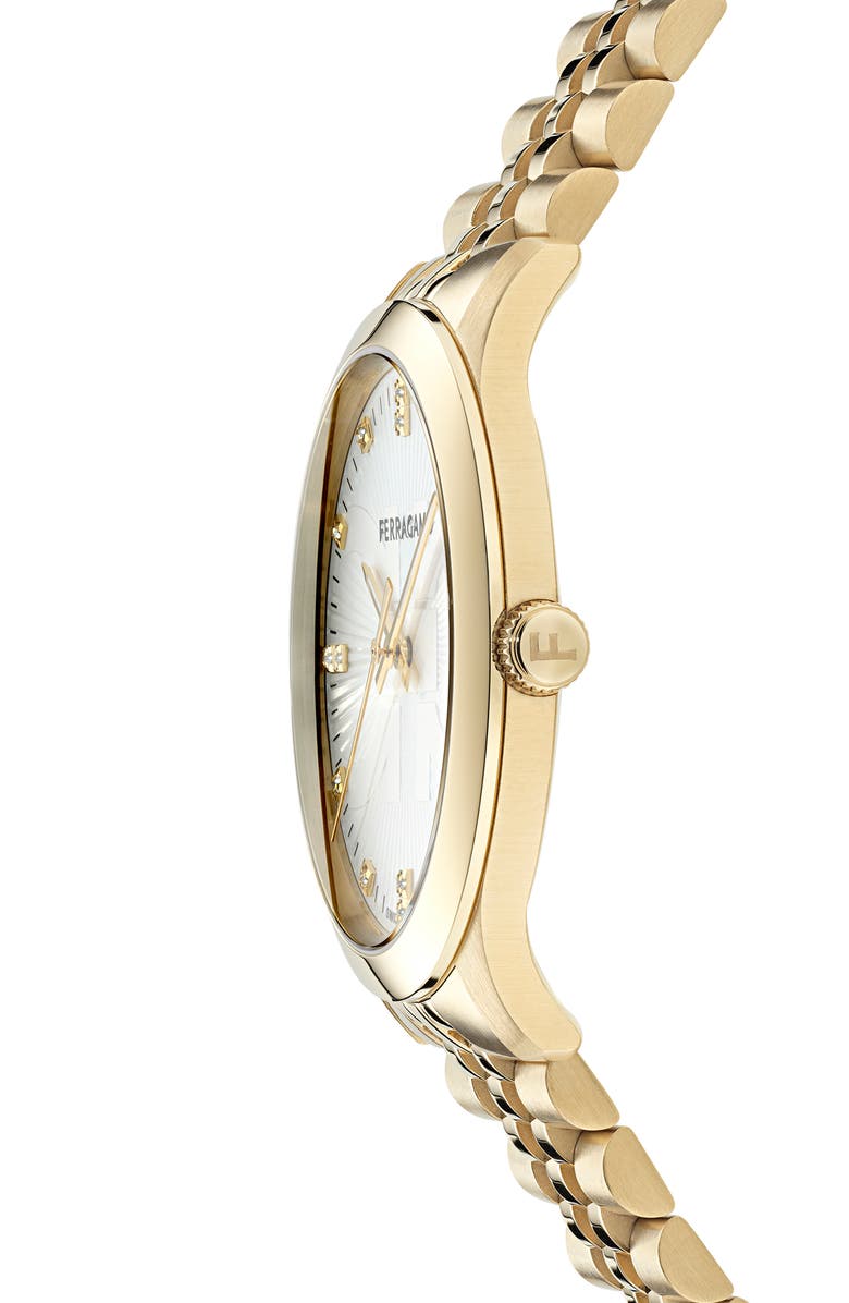 FERRAGAMO Duo Diamond Bracelet Watch, 40mm, Alternate, color, Ip Yellow Gold
