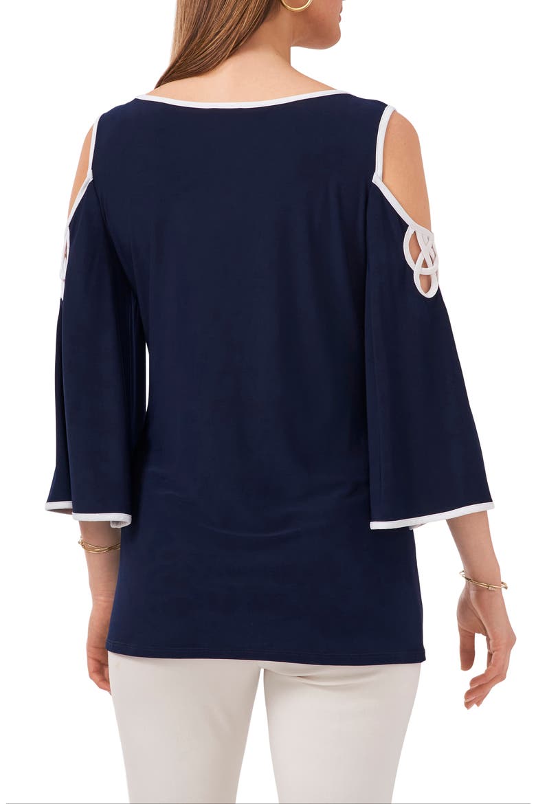 Cold Shoulder V-Neck Top, Alternate, color, CLASSIC NAVY