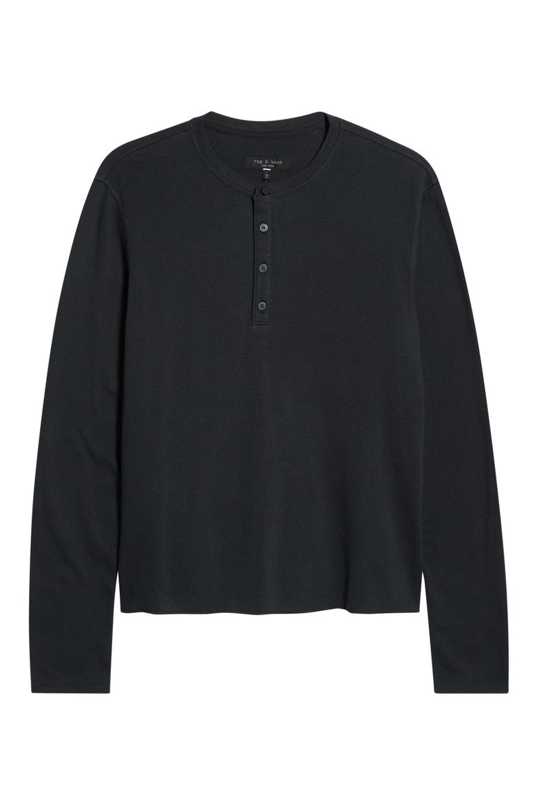 Textured Knit Long Sleeve Henley, Main, color, BLACK