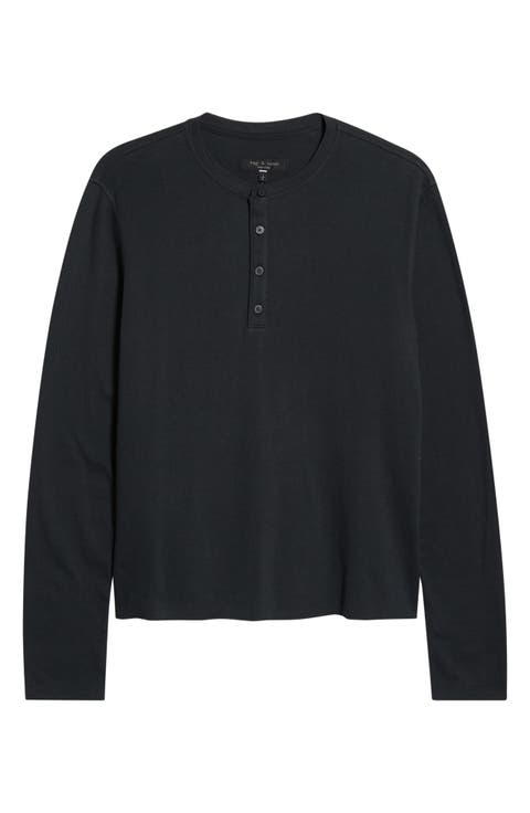 Textured Knit Long Sleeve Henley