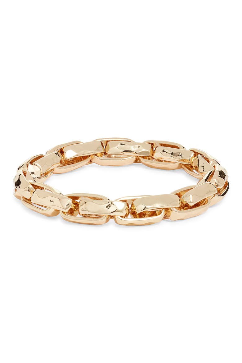 Hammered Link Stretch Bracelet, Main, color, GOLD
