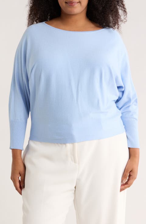 Boat Neck Dolman Sleeve Sweater (Plus)