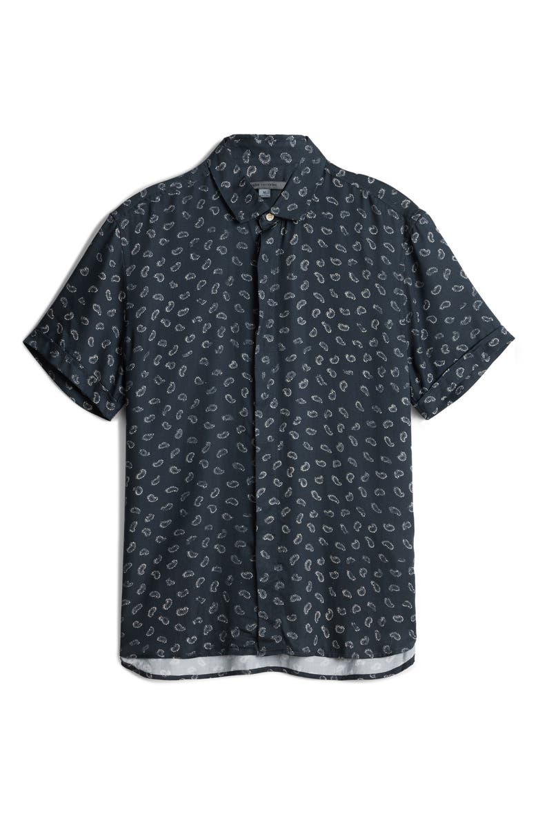 John Varvatos Loren Paisley Short Sleeve Modal Button-Up Shirt, Alternate, color, 