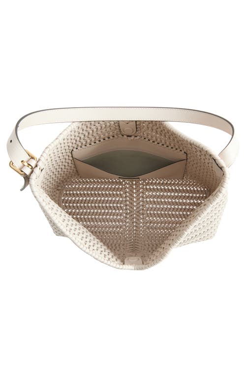 Anya Hindmarch The Neeson Herringbone Woven Leather Hobo In Chalk