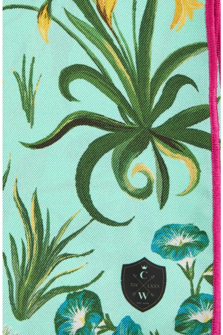 Teal Floral Silk Pocket Square, Alternate, color, TEAL