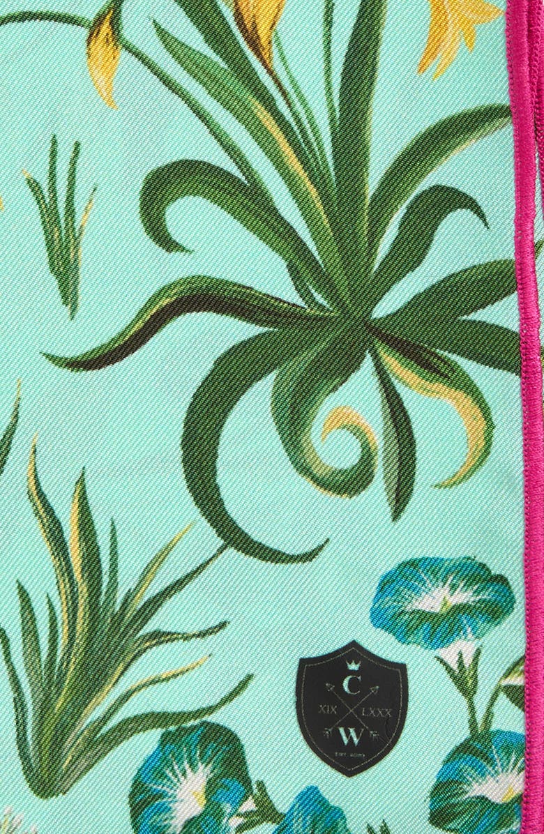 CLIFTON WILSON Teal Floral Silk Pocket Square, Alternate, color, Teal