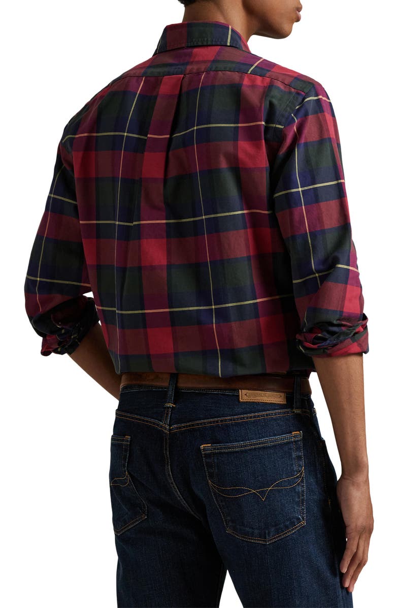 Polo Ralph Lauren Classic Fit Plaid Cotton Oxford Button-Down Shirt, Alternate, color, Rustic Red/ Yellow Multi