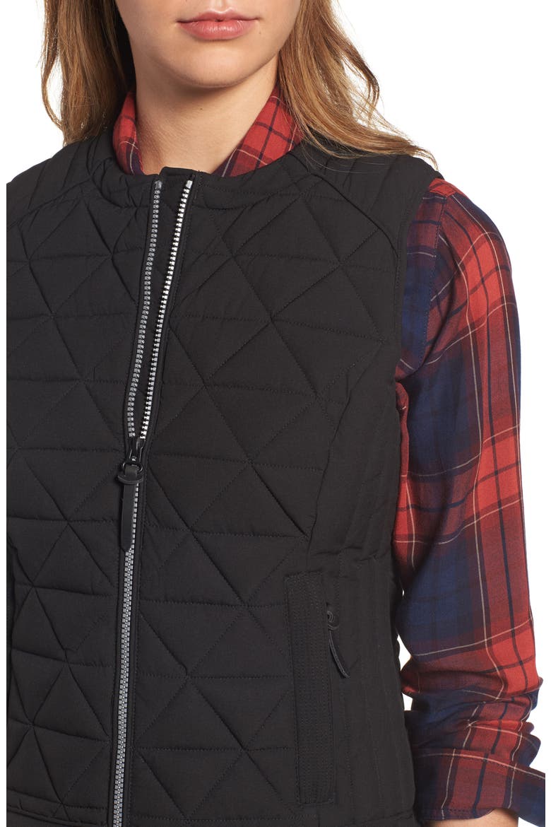 Sage Hooded Quilted Vest, Alternate, color, BLACK
