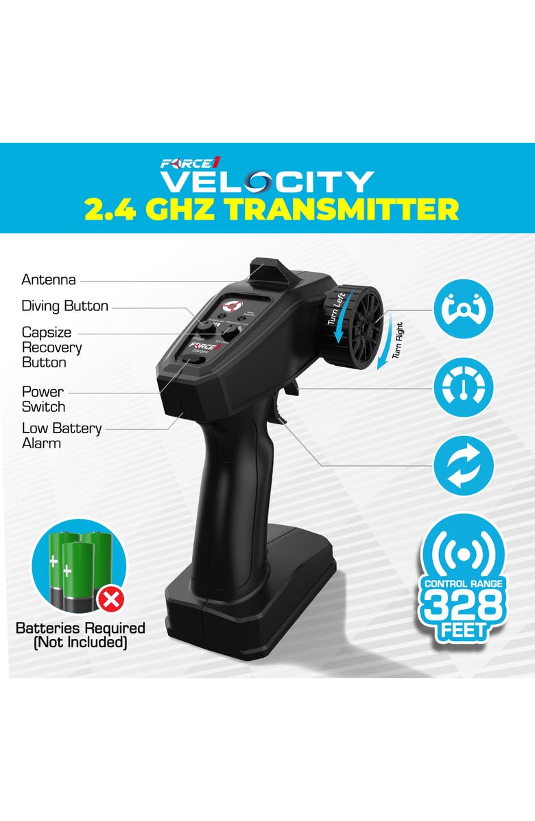 Force1 Velocity Green Fast RC Boat, Alternate, color, Green