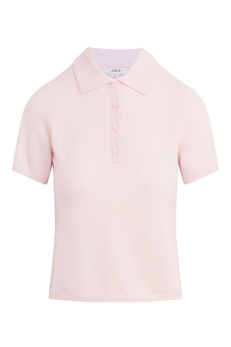 The Short Sleeve Cashmere Polo Sweater, Alternate, color, POWDER PINK