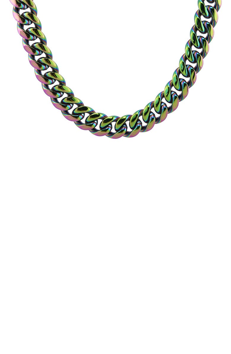 REBL Cuban Link Chain Necklace, Alternate, color, Rainbow
