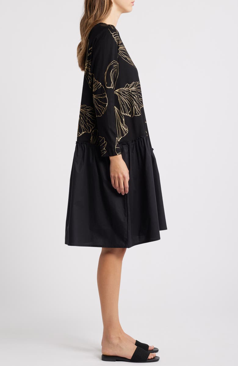 Masai Copenhagen Nellina Metallic Floral Long Sleeve Ruffle Hem Dress, Alternate, color, 