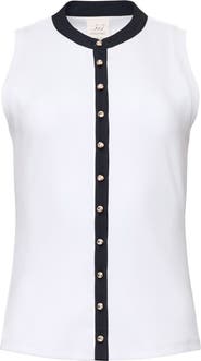 Cinq à Sept Beverly Embellished Rib Button-Up Top