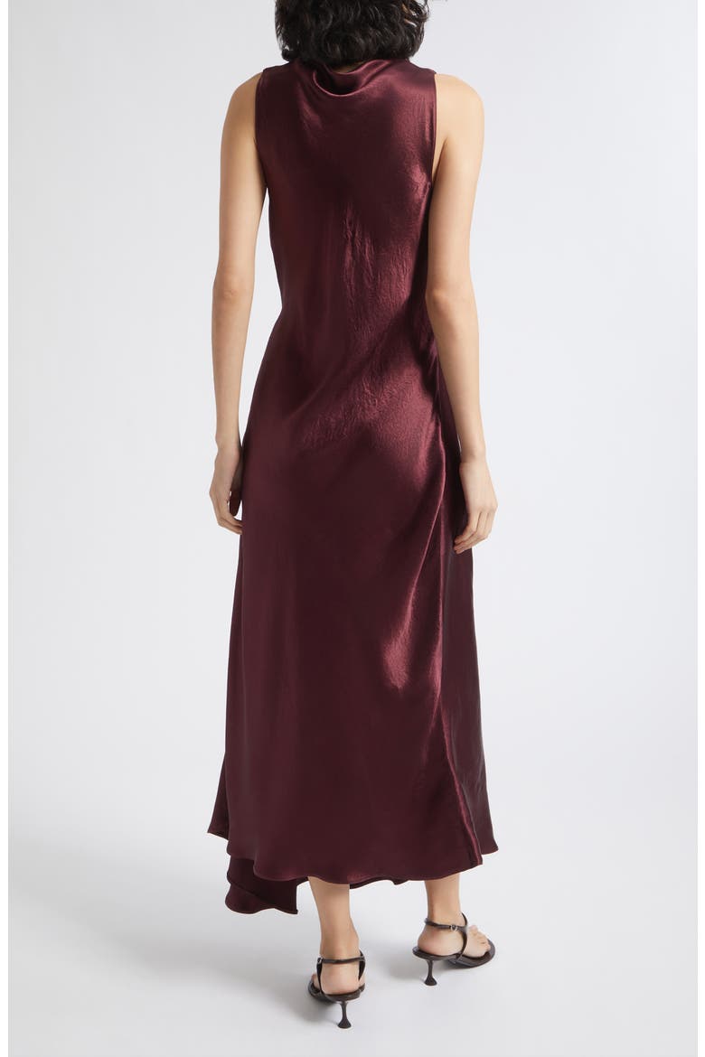 Cowl Neck Asymmetric Dress, Alternate, color, BORDEAUX