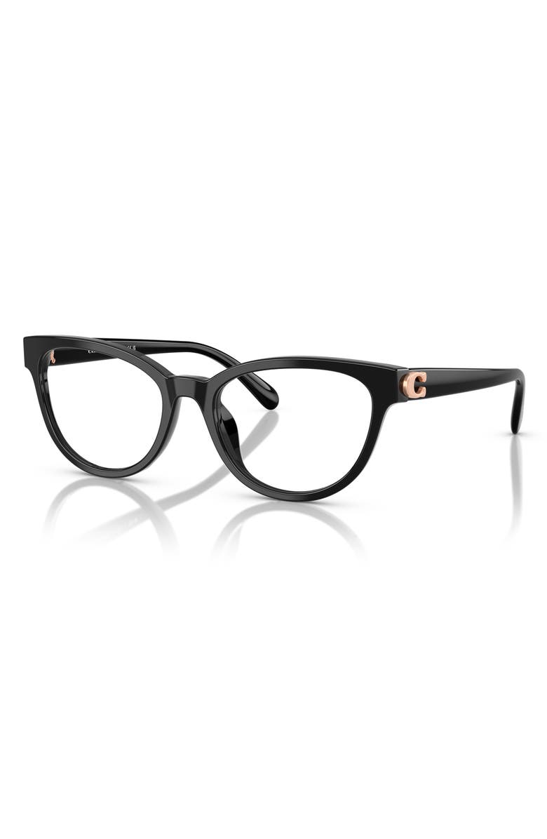 COACH 53mm Pillow Optical Glasses, Alternate, color, Black
