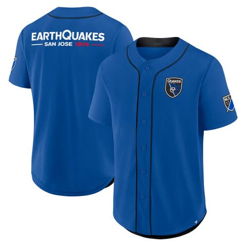 Men's Fanatics Blue San Jose Earthquakes Injury Time Baseball Jersey