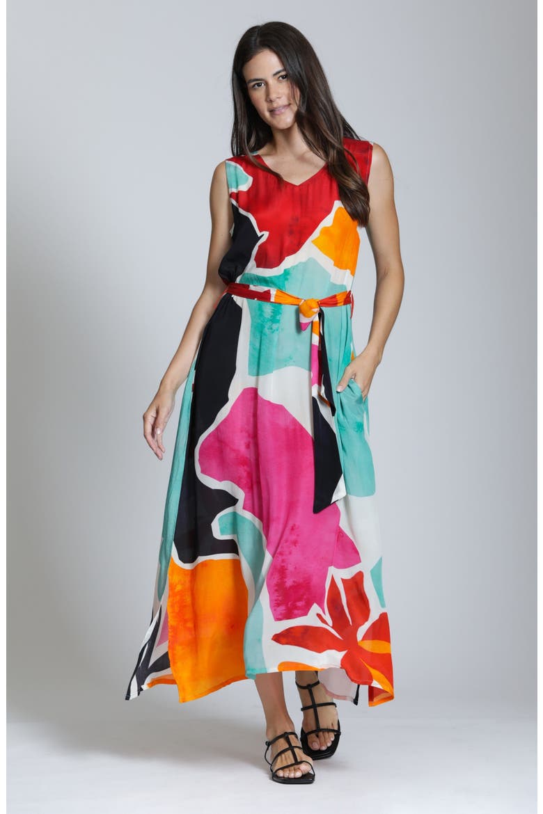 Sleeveless Maxi Dress, Alternate, color, RED MULTI