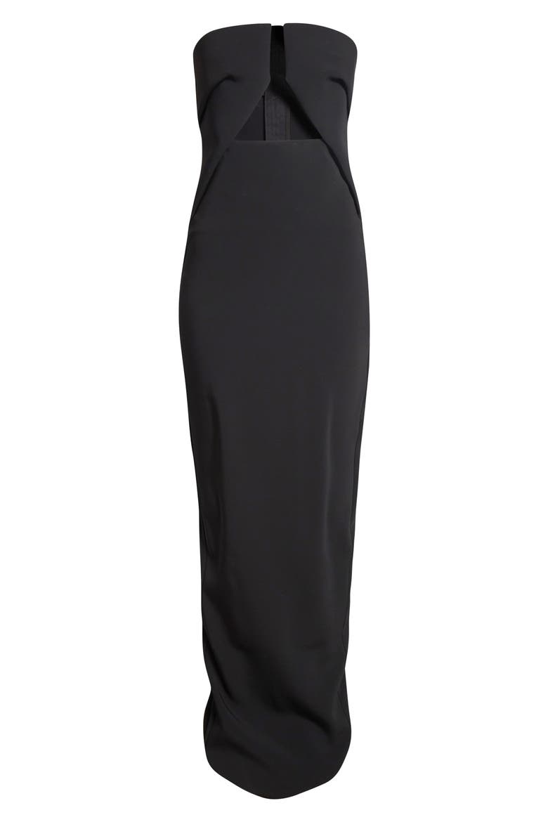 Prong Cutout Strapless Gown, Alternate, color, BLACK