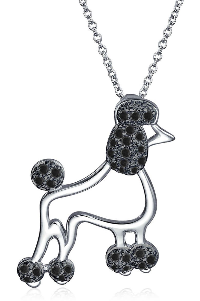 BFF Proud Poodle CZ Pendant Necklace, Main, color, BLACK