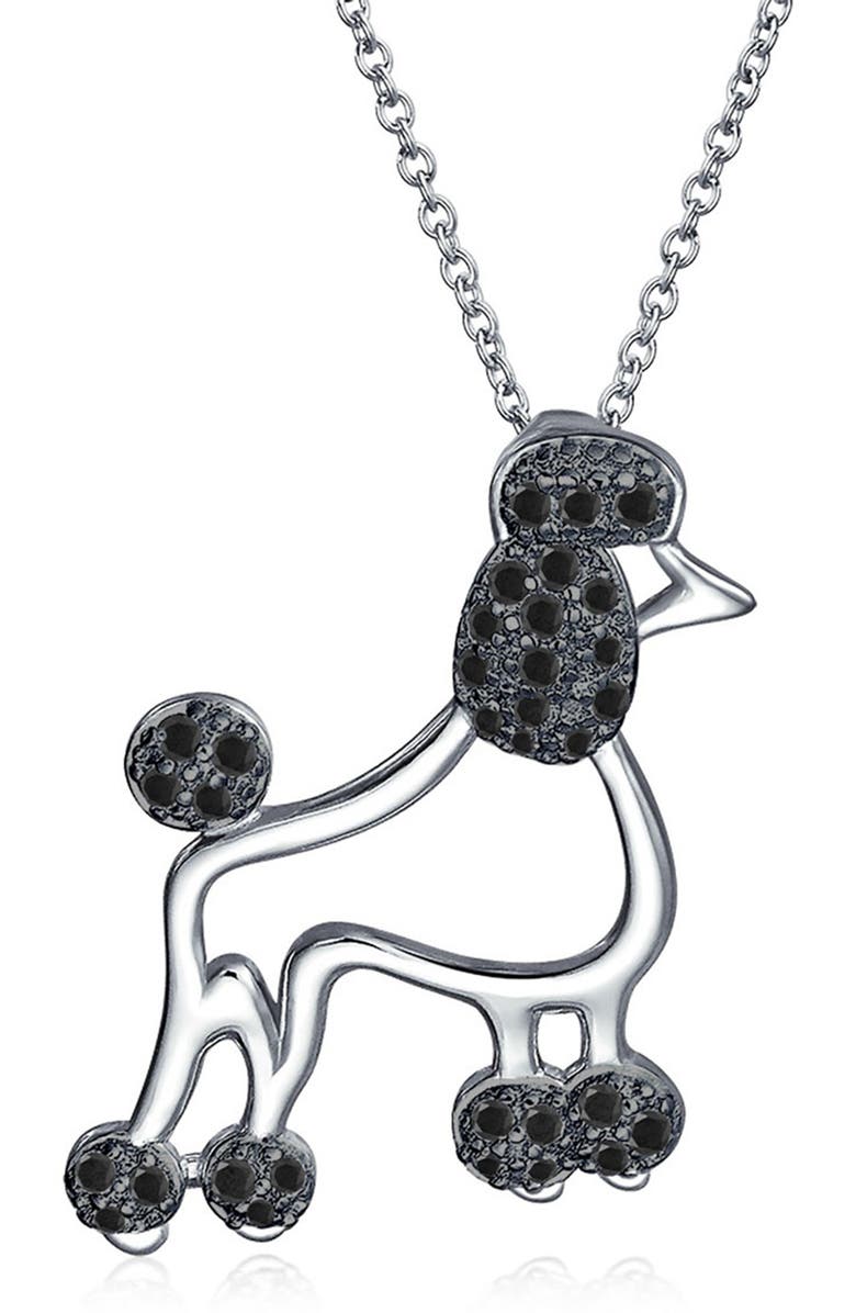 BLING JEWELRY BFF Proud Poodle CZ Pendant Necklace, Main, color, 