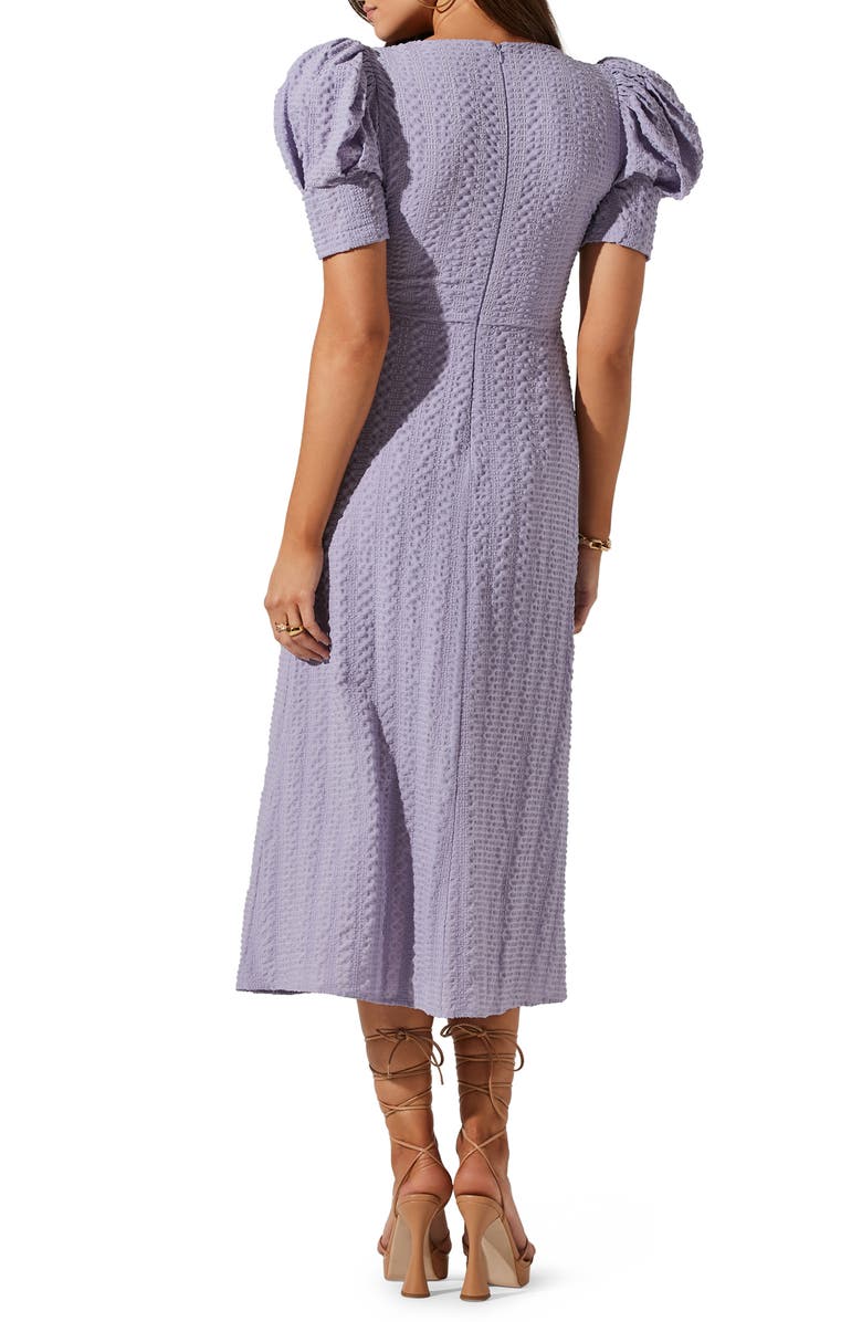 ASTR the Label Puff Sleeve Front Vent Midi Dress, Alternate, color, Purple