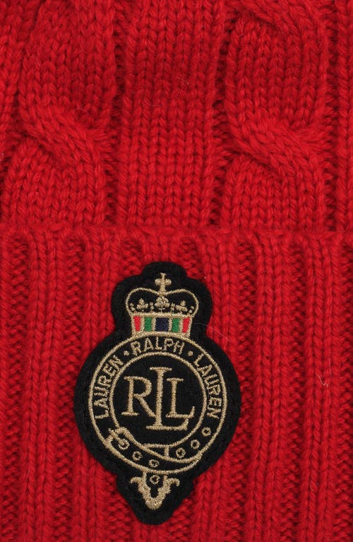 Lauren Ralplh Lauren Cable Crest Patch Hat In Red