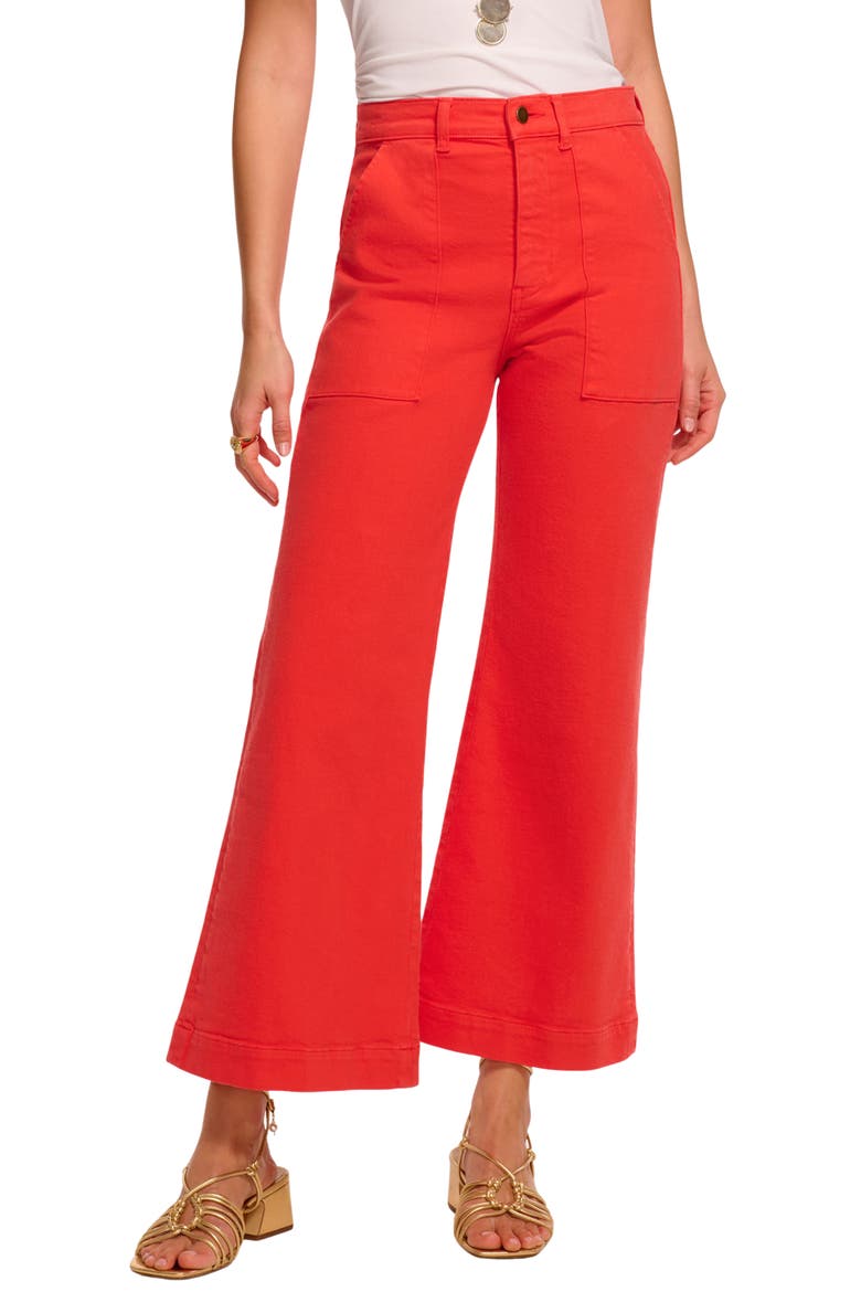 Clifford Crop Flare Leg Pants, Main, color, CRIMSON