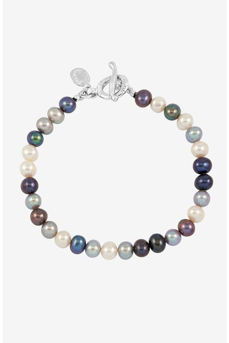 Men's Mixed Pearls Bracelet, Main, color, Sterling Silver