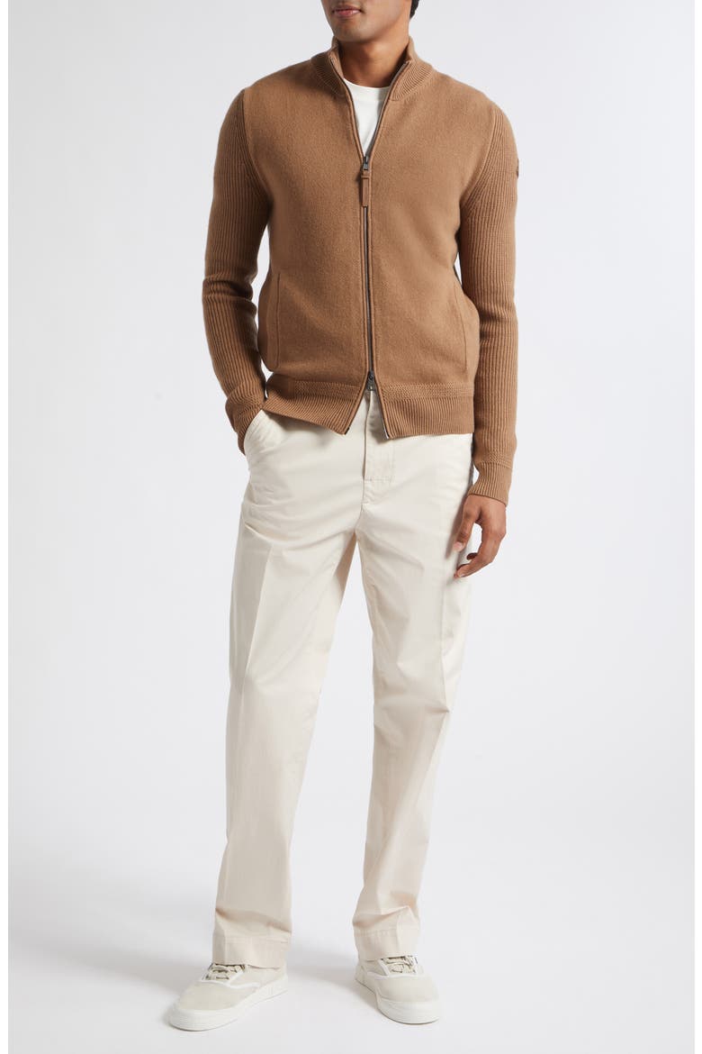Wool & Cashmere Zip Cardigan, Alternate, color, TEAK