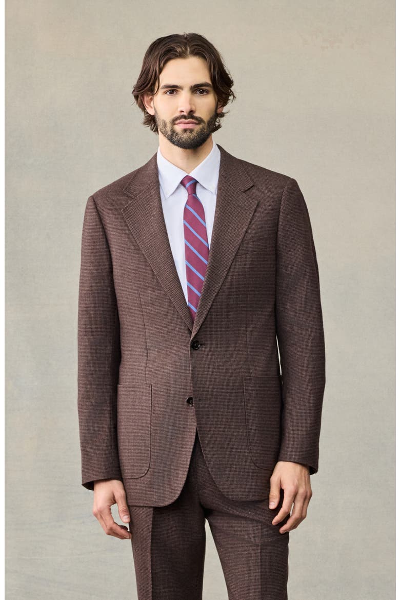 Puppytooth Wool Suit Jacket, Main, color, Brown Puppytooth