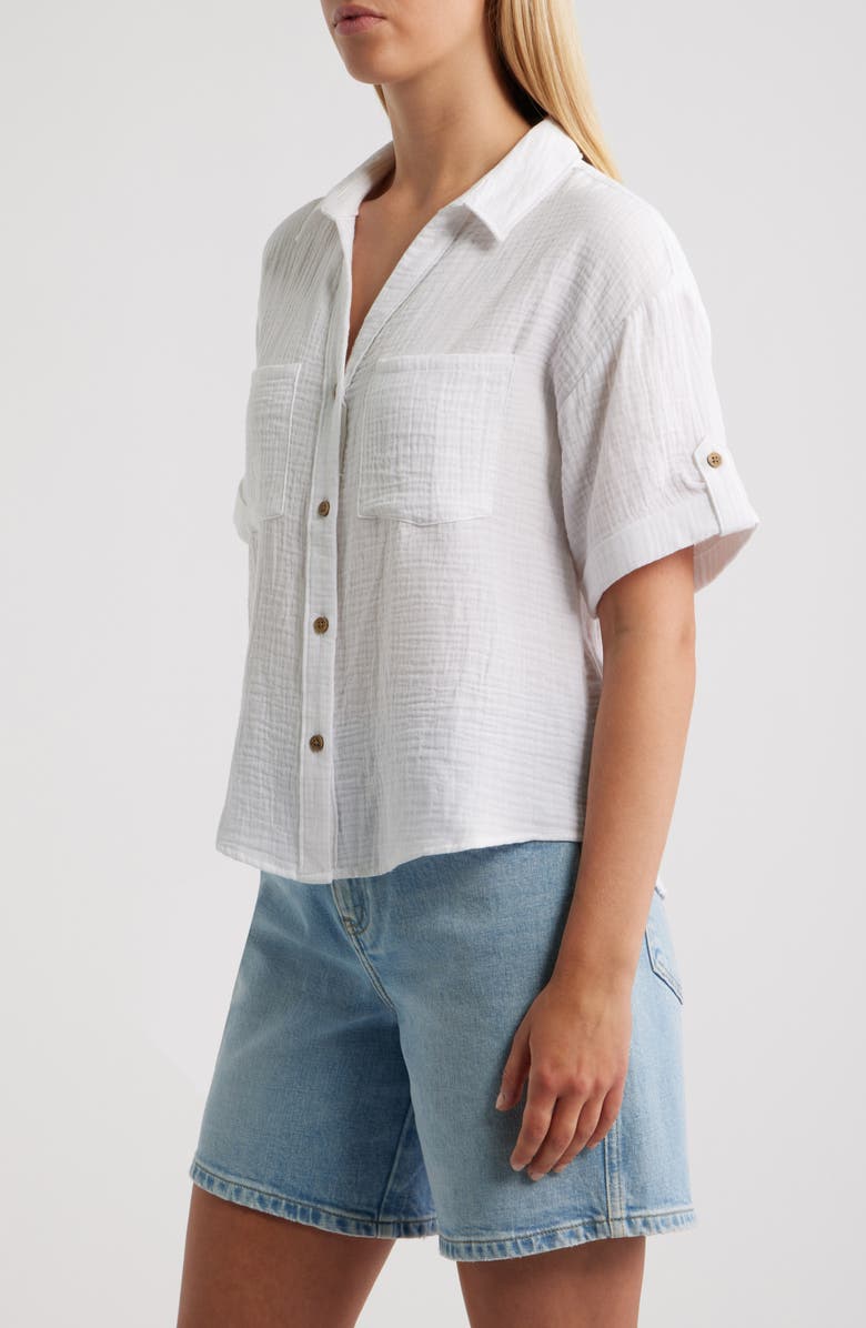 beachlunchlounge River Gauze Shirt, Alternate, color, White
