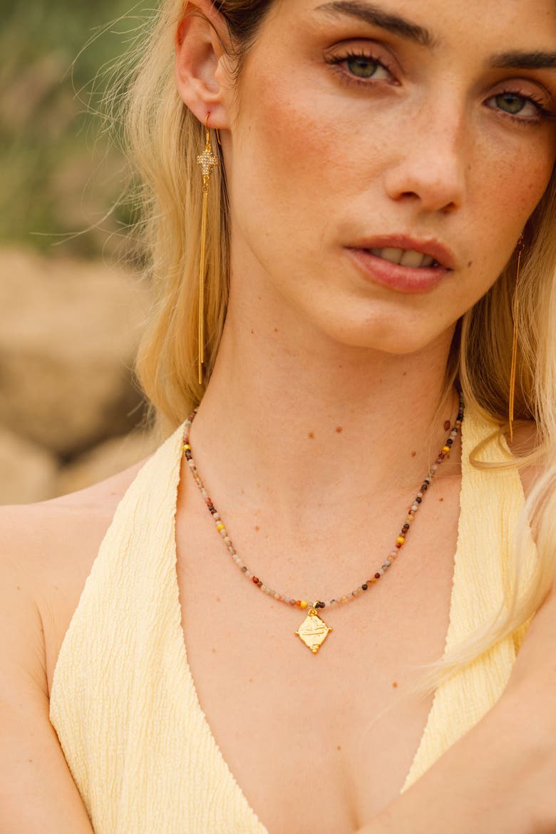 Libra Zodiac Gemstone Choker Necklace, Alternate, color, Gold