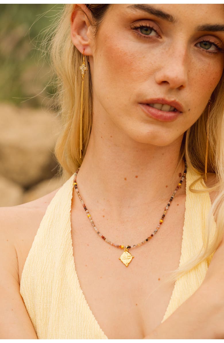 Seven Saints Libra Zodiac Gemstone Choker Necklace, Alternate, color, Gold