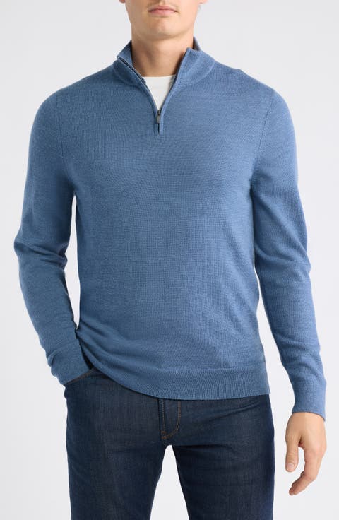 Washable Italian Merino Wool Quarter Zip Sweater