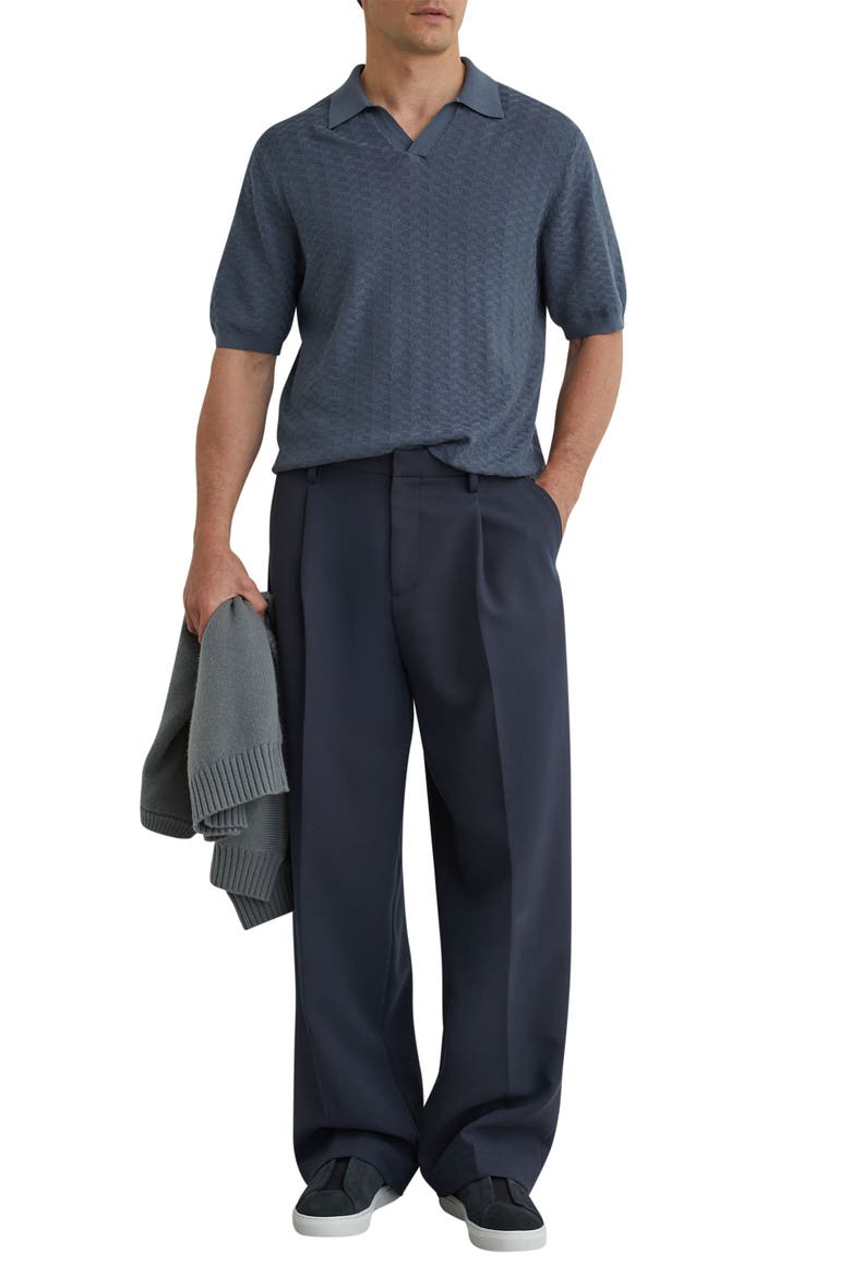 Sol Geo Open Stitch Knit Polo, Alternate, color, AIRFORCE BLUE