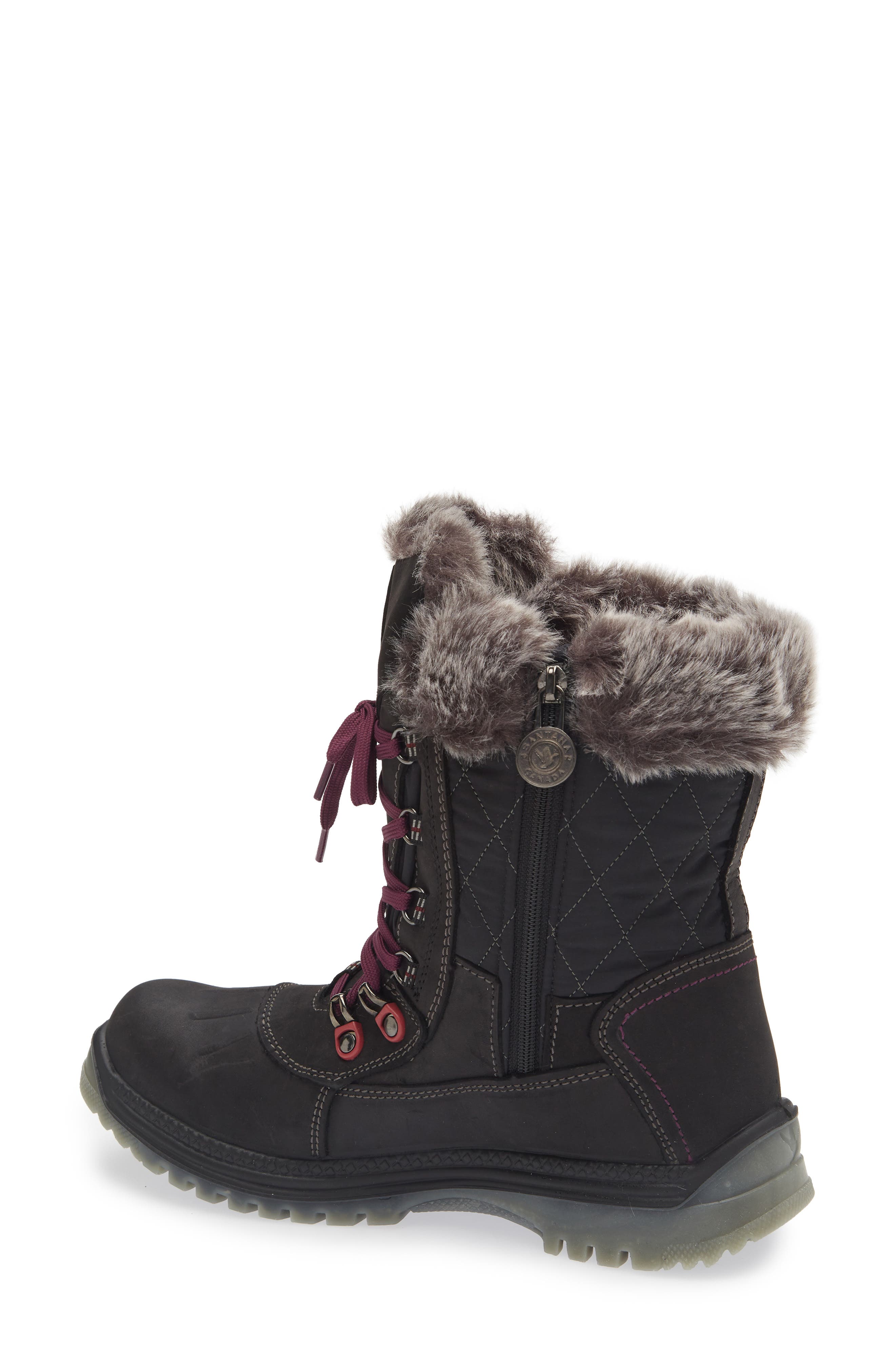 Leather & Wool Blend Mid Winter Boot, Alternate, color, BLACK / PURPLE LEATHER