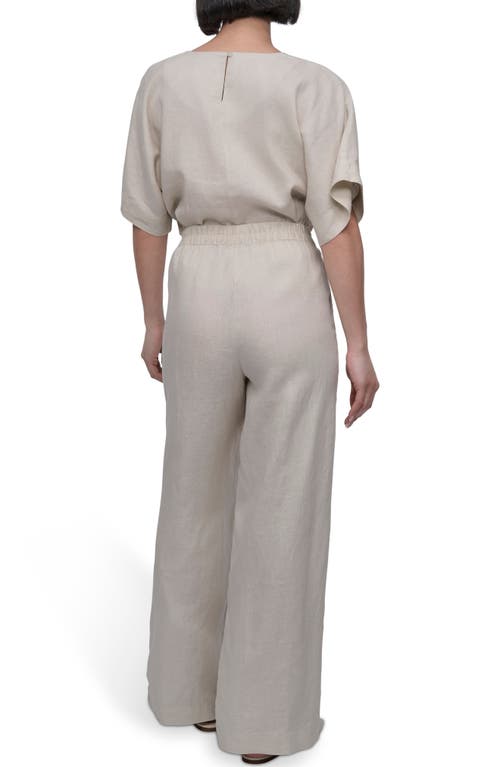 Dkny Wide Leg Linen Pants In Natural