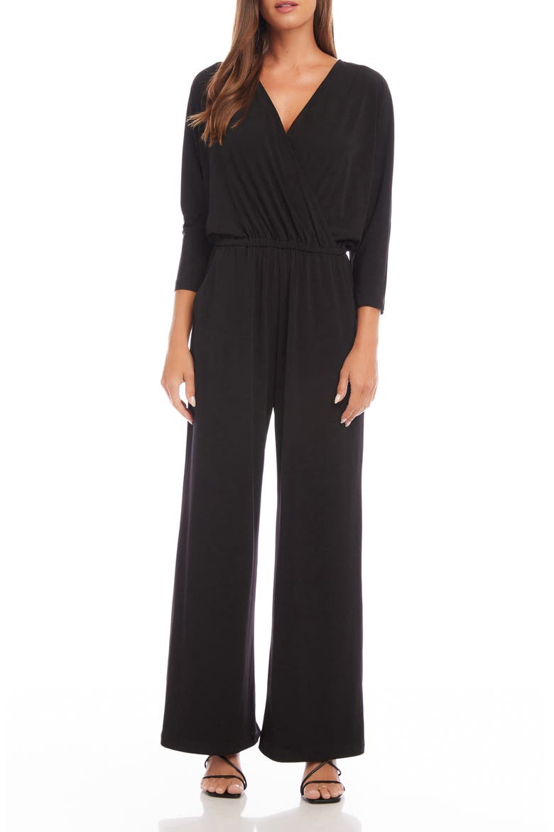 Travel Jersey Wide Leg Jumpsuit, Main, color, BLACK