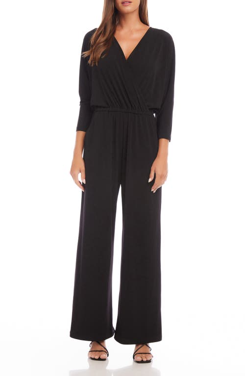 Karen Kane Travel Wide Leg Jersey Jumpsuit In Black