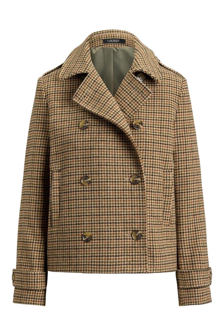 Double Breasted Wool Blend Jacket, Alternate, color, LODEN BOX CHECK