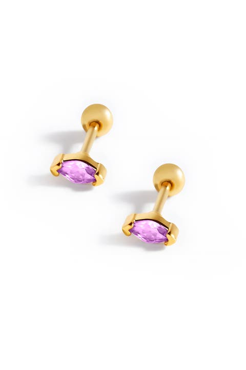 Marquis Gemstone Sleeper Stud Earrings