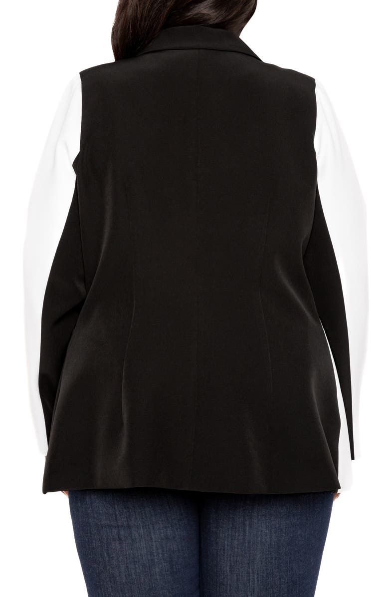 BUXOM COUTURE Contrast Double Breasted Blazer, Alternate, color, Black White