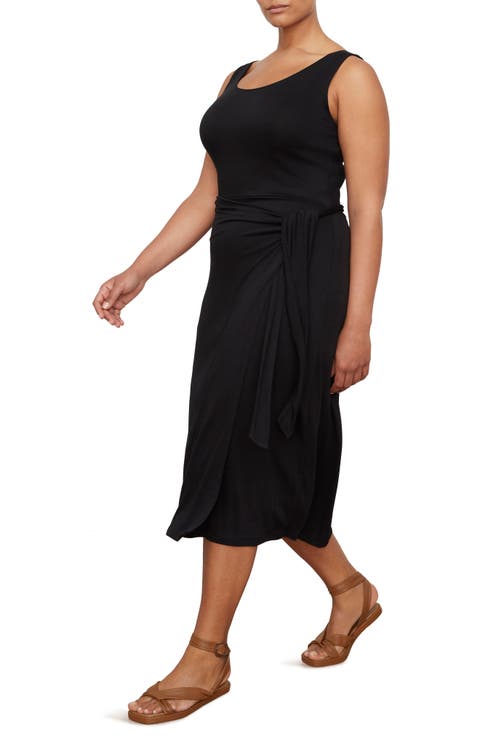 Faux Wrap Midi Dress (Plus Size)