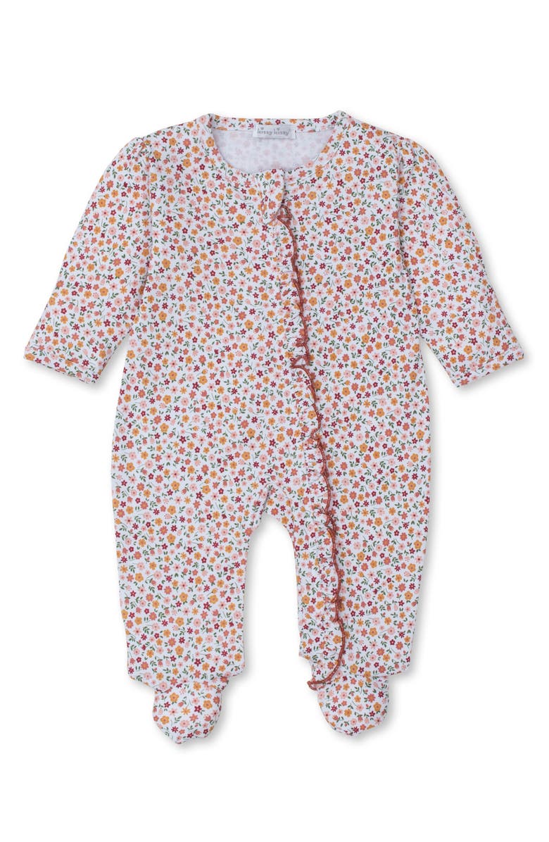 Kissy Kissy Floral Pima Cotton Zip Footie, Main, color, 